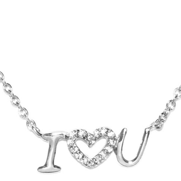 I Love (Heart) You Sterling Silver/CZ Necklace-Boutique - Picture 5 of 5